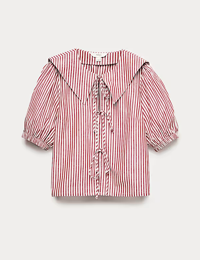 Pruhovaná oversize košile s límečkem z čisté bavlny, Marks&Spencer, 649 Kč