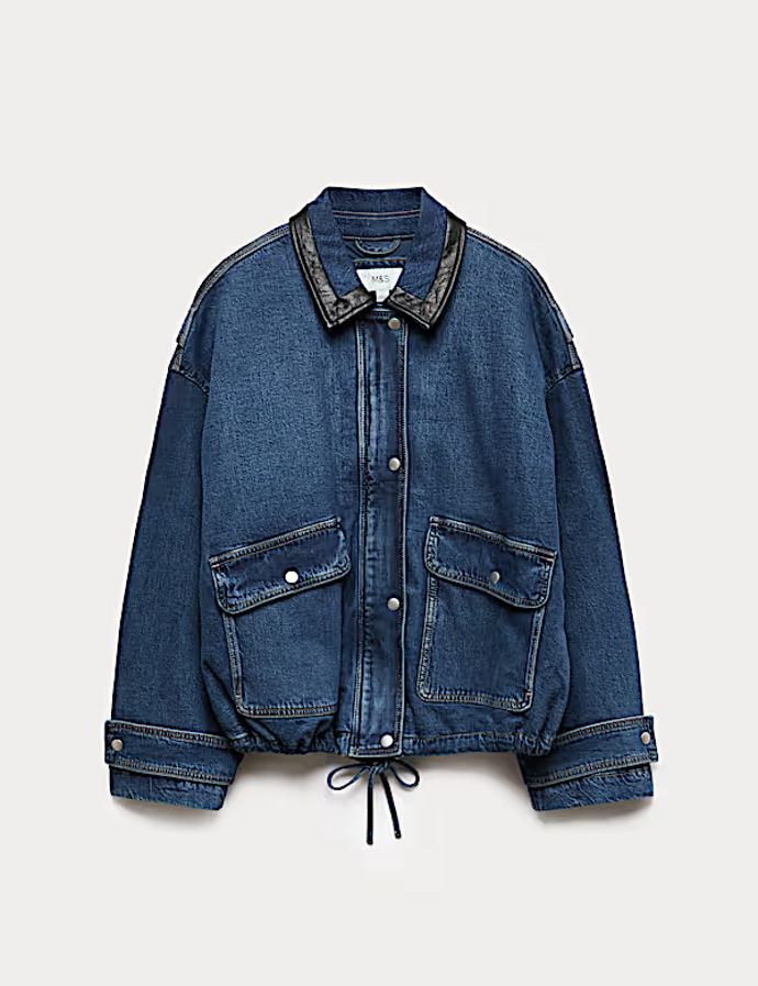 Denimová bunda bomber volného střihu, Marks&Spencer, 1799 Kč