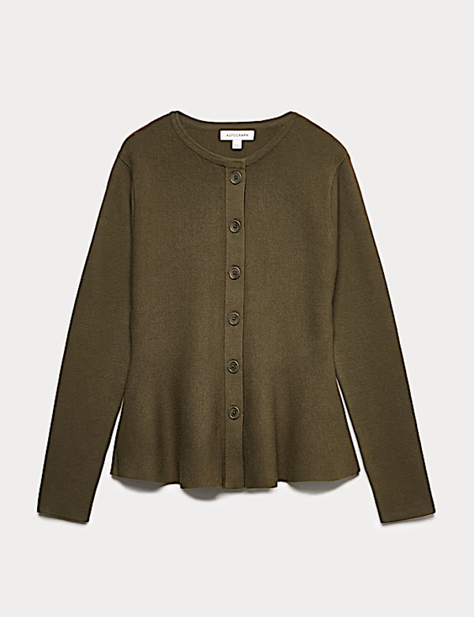 Texturovaný peplum kardigan, Marks&Spencer, 1999 Kč