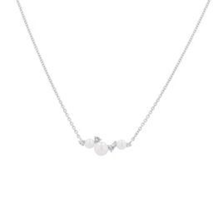 Stříbrný perlový náhrdelník s bílými topazy, Eppi, 4790 Kč