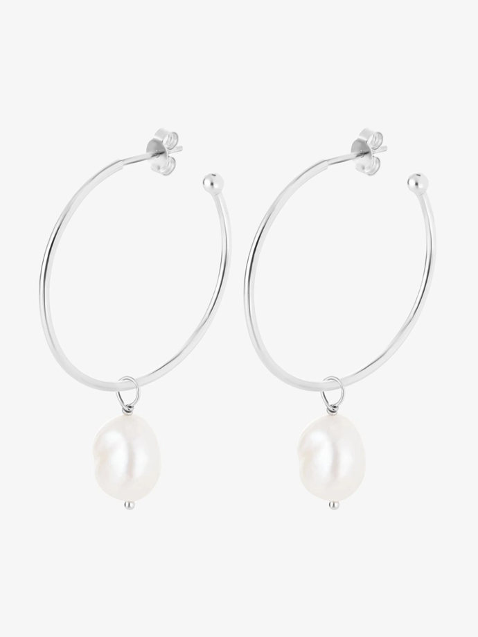 Stříbrné kruhové náušnice s říční perlou, Preciosa, 2995 Kč