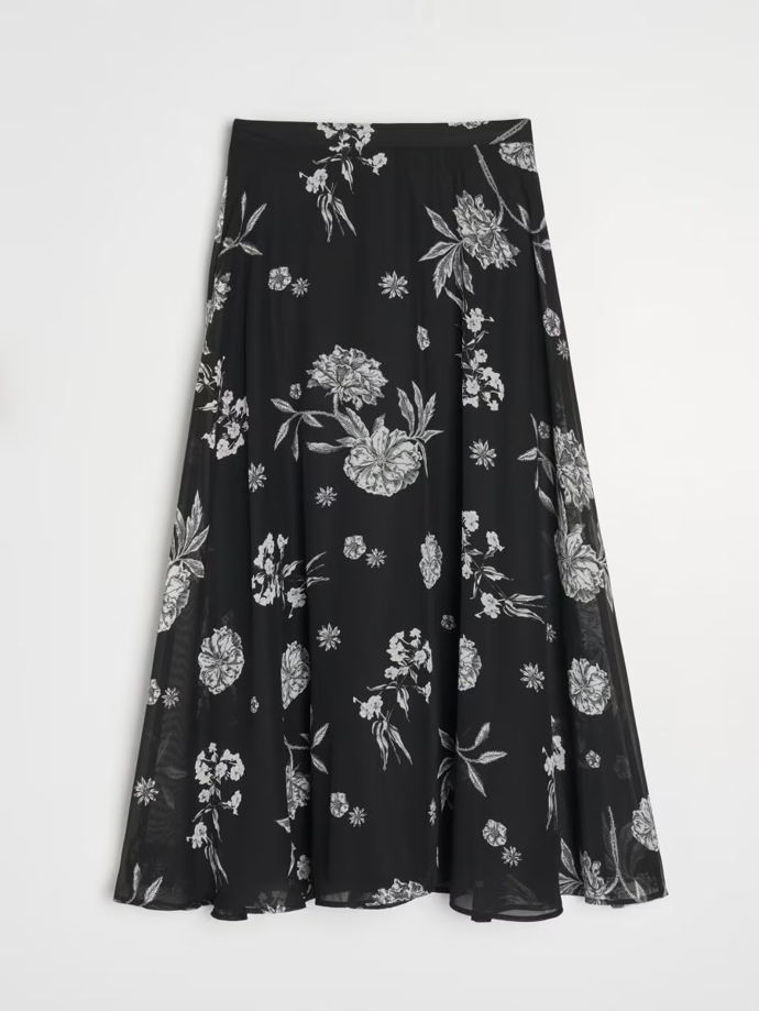 Květinová midi sukni s rozšířeným střihem, Sinsay, 299 Kč