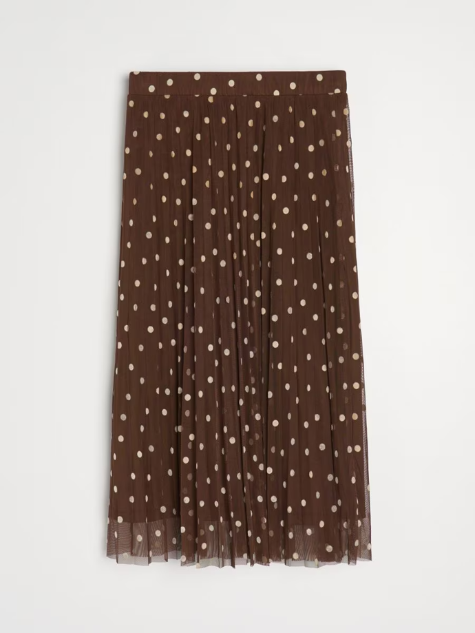 Plisovaná midi sukně s puntíky, Sinsay, 269 Kč
