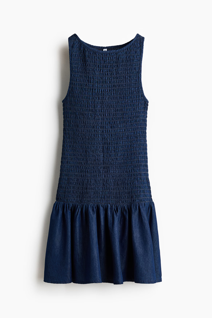 Džínové šaty s žabkováním, H&M, 979 Kč