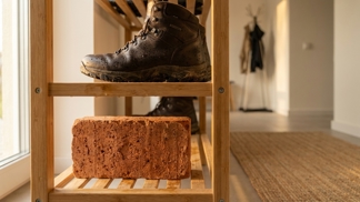 Vložte na dno svého botníku jednu obyčejnou starou cihlu: Tento porézní lapač vysaje z mokrých bot vlhkost i pachy mnohem šetrněji než drahé sušiče