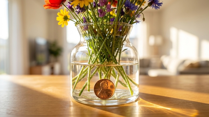 Jak udržet květiny déle čerstvé? Zkuste trik s mincí ve váze
