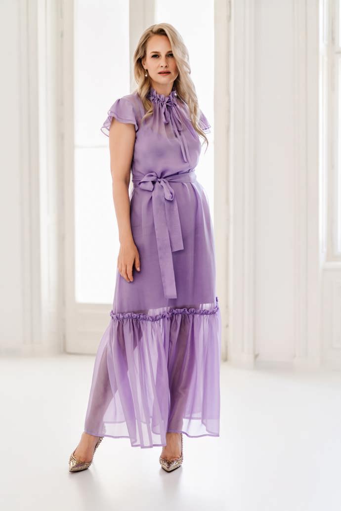 Fialkové  hedvábné šaty, LUCIE MARIM, 12900 Kč