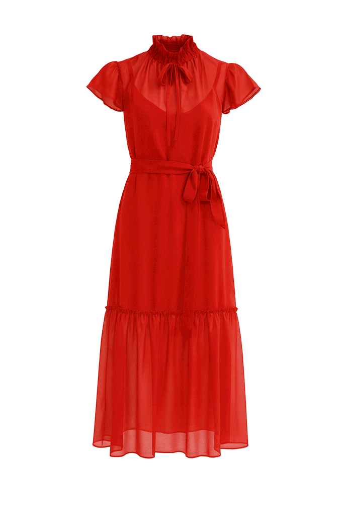 Rudé hedvábné šaty, LUCIE MARIM, 12900 Kč