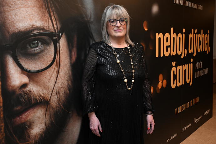 Marie Stypková na premiéře dokumentu o Davidovi Stypkovi. 