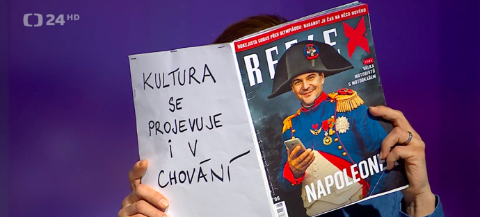 Zuzana Zlatohlávková na sebe upoutala pozornost, stejně jako před několika týdny Petr Macinka, který je na titulní stránce časopisu.