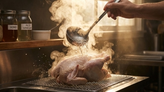 Proč asijští kuchaři polévají syrové kuře vařící vodou? Tento nečekaný trik zajistí kůrku, která bude pod vidličkou praskat jako sklo