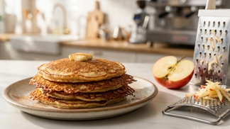 Neplňte jablka do palačinek, ale nastrouhejte je přímo do těsta: Tato ovocná finta v pánvi úplně zmizí a vykouzlí kůrku křupavou jako z té nejlepší pařížské kavárny