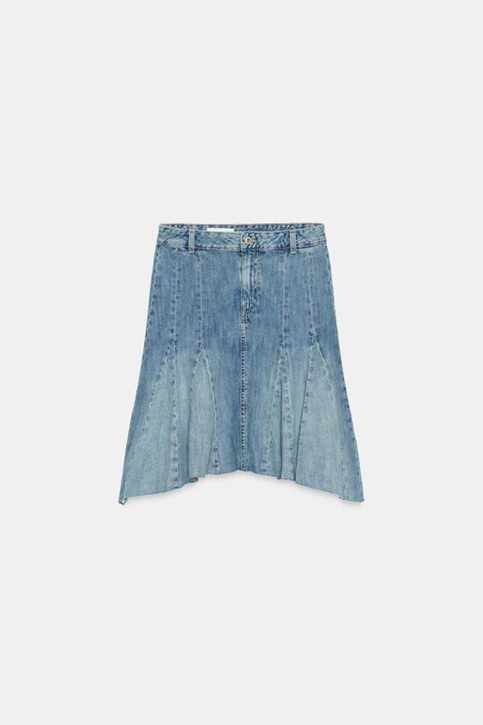 Džínová sukně s vkládanými díly, Zara, 849 Kč