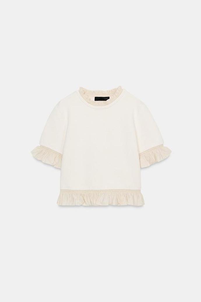 Kombinovaný úpletový svetr s krátkým rukávem, Zara, 999 Kč