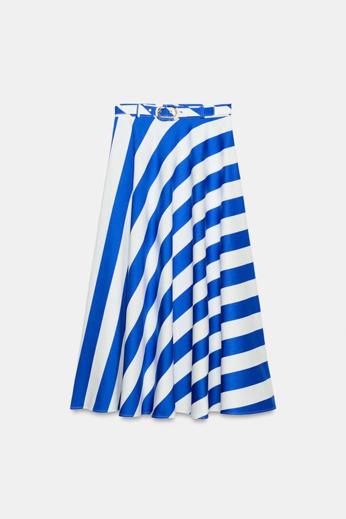 Midi sukně s páskem a proužky, Zara, 1199 Kč