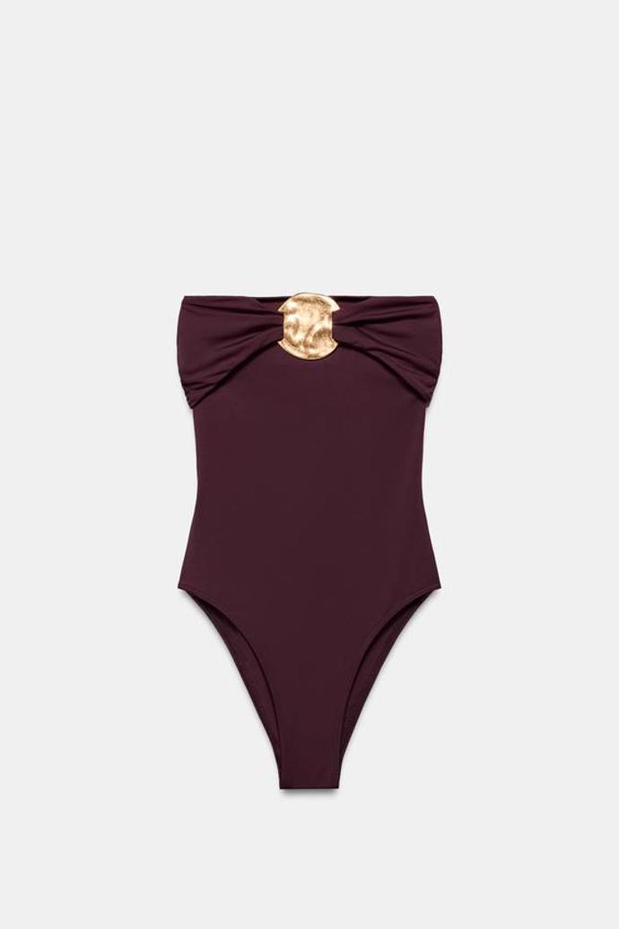 Plavky bandeau s kovovými detaily, Zara, 999 Kč