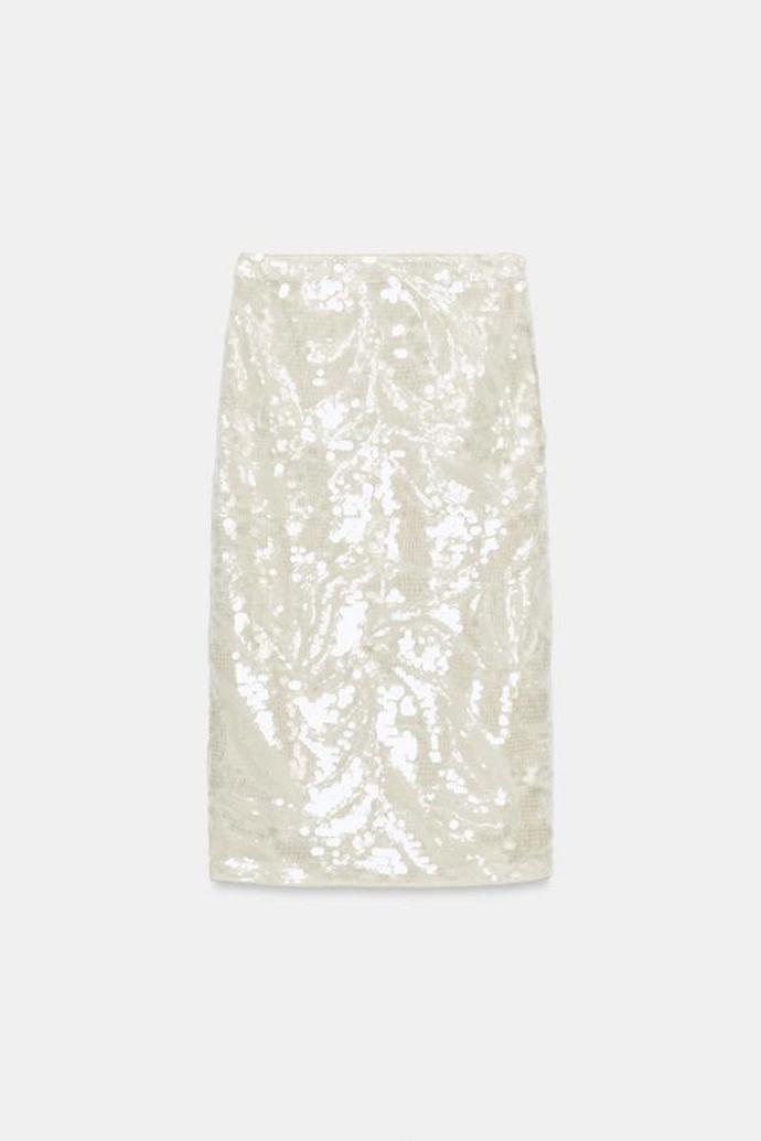 Polodlouhá sukně s flitry, Zara, 1799 Kč