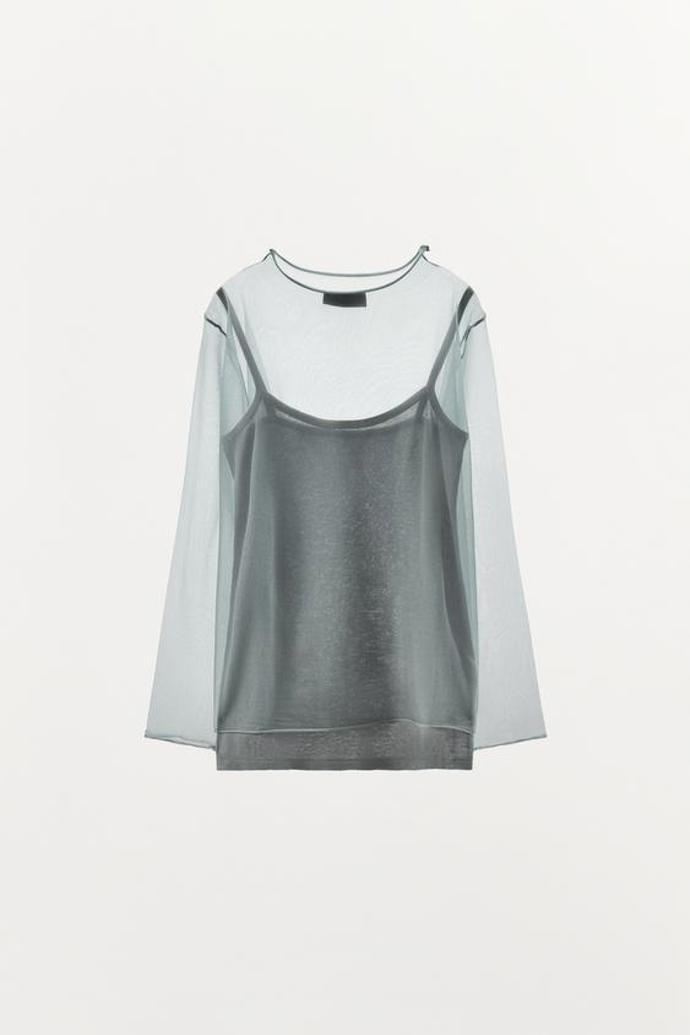 Poloprůhledný úpletový top, Zara, 999 Kč