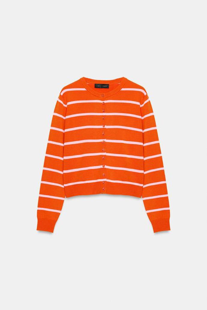 Proužkovaný úpletový kardigan, Zara, 799 Kč