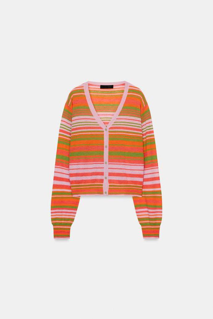 Pruhovaný úpletový kardigan, Zara, 699 Kč