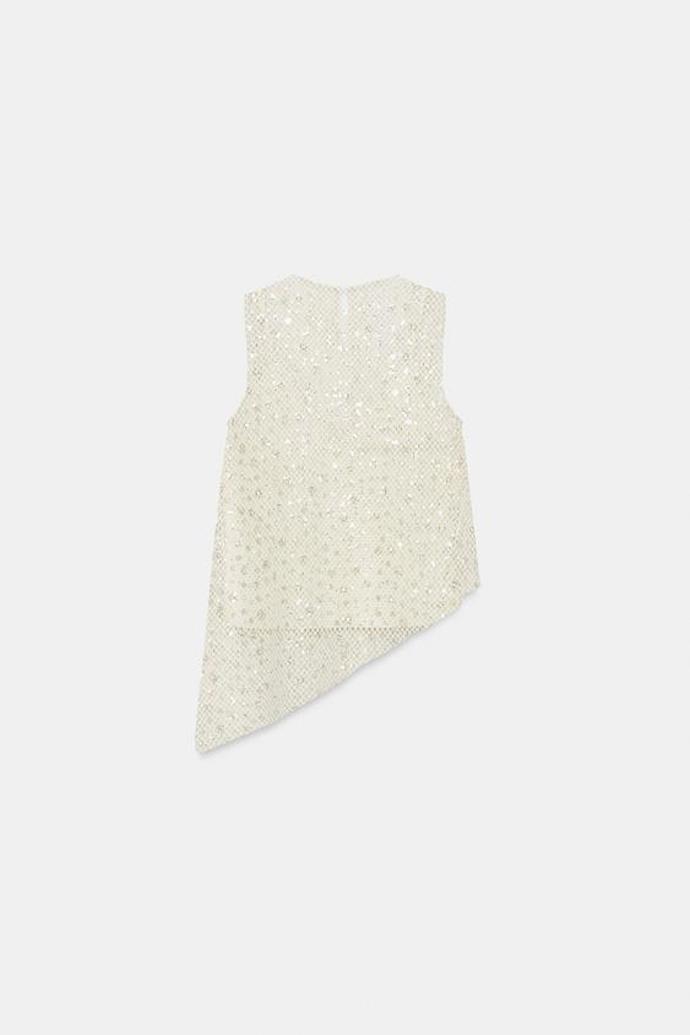Top se síťovinou a flitry, Zara, 849 Kč