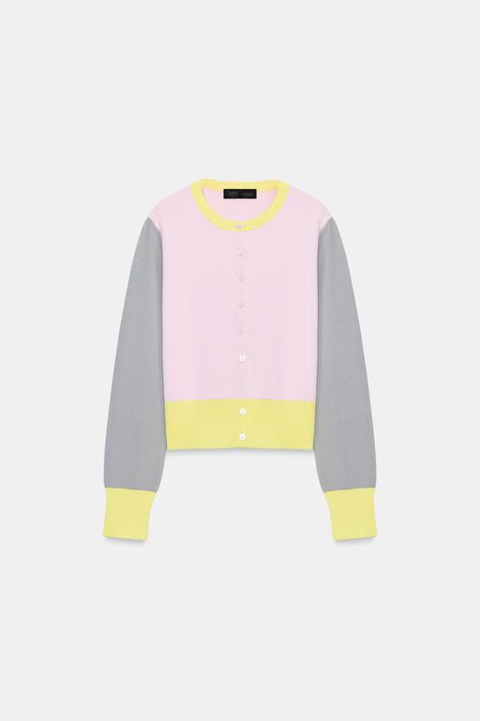 Úpletový kardigan color block, Zara, 799 Kč