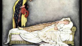 Šípková Růženka vlastně vůbec není romantický příběh. Původní verze se jmenuje Slunce, Měsíc a Talia a začátek s prokletím princezny, píchnutím do prstu a usnutím, který známe, je stejný, ovšem (již ženatý) princ, když spatřil spící krásku, ji neprobudil polibkem, nýbrž ji znásilnil, oplodnil a odjel. Růženka ve spánku porodí dvě děti a za pomoci víl je kojí. Jedno z miminek jí tak vycucne jed z těla a ona se probudí. Princ se pro ni pak vrátí, protože na ni nemůže přestat myslet. S její záchranou však nemá přímo nic společného.
Šípková Růženka vlastně vůbec není romantický příběh. Původní verze se jmenuje Slunce, Měsíc a Talia a začátek s prokletím princezny, píchnutím do prstu a usnutím, který známe, je stejný, ovšem (již ženatý) princ, když spatřil spící krásku, ji neprobudil polibkem, nýbrž ji znásilnil, oplodnil a odjel. Růženka ve spánku porodí dvě děti a za pomoci víl je kojí. Jedno z miminek jí tak vycucne jed z těla a ona se probudí. Princ se pro ni pak vrátí, protože na ni nemůže přestat myslet. S její záchranou však nemá přímo nic společného.