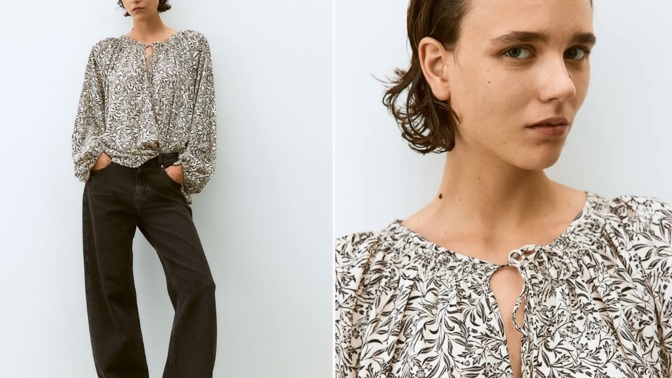 Oversized krepová halenka, H&M, 429 Kč
