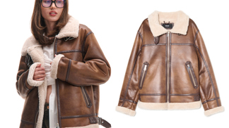 Kabát z imitace ovčí kůže – streetwear glam