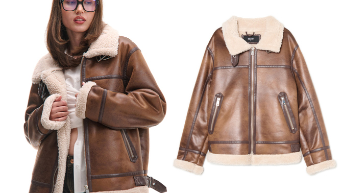 Kabát z imitace ovčí kůže – streetwear glam