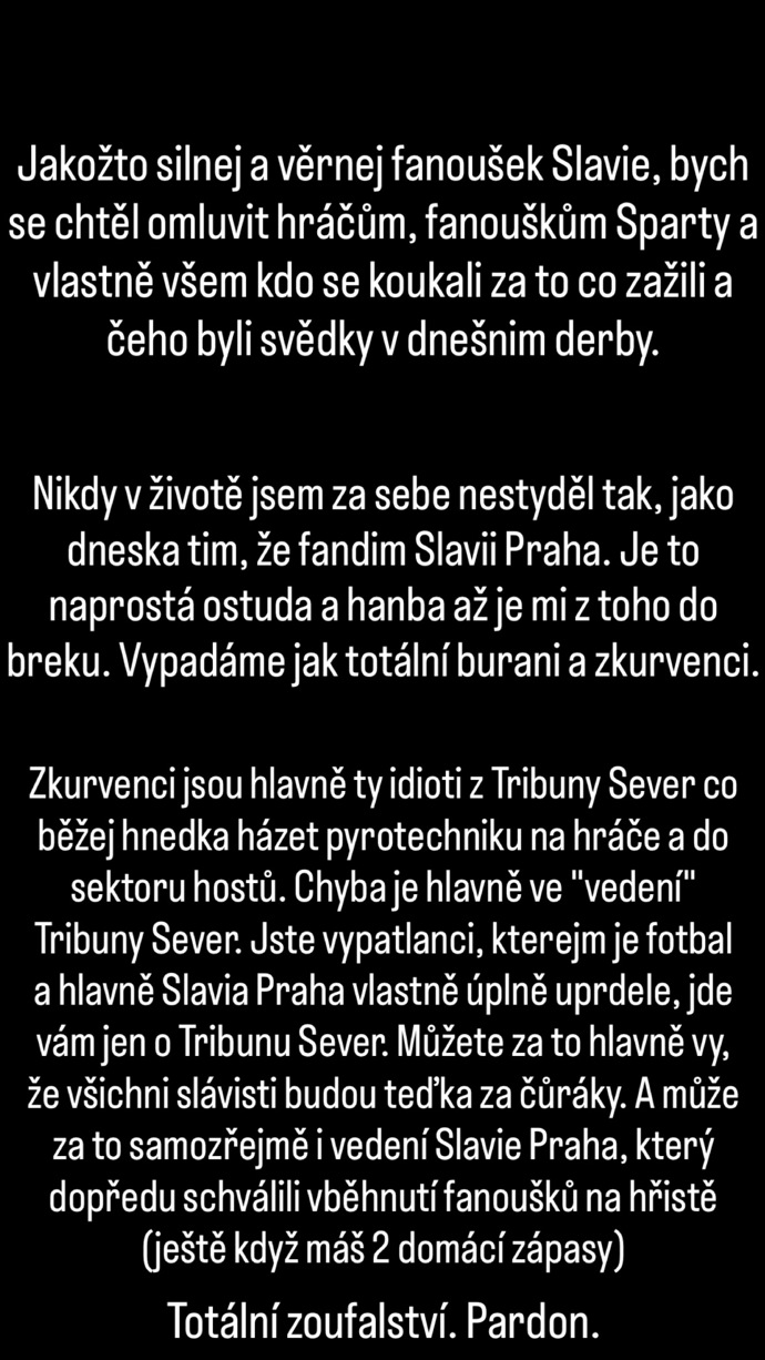 Jáchym Suchánek se vypsal na Instagramu.