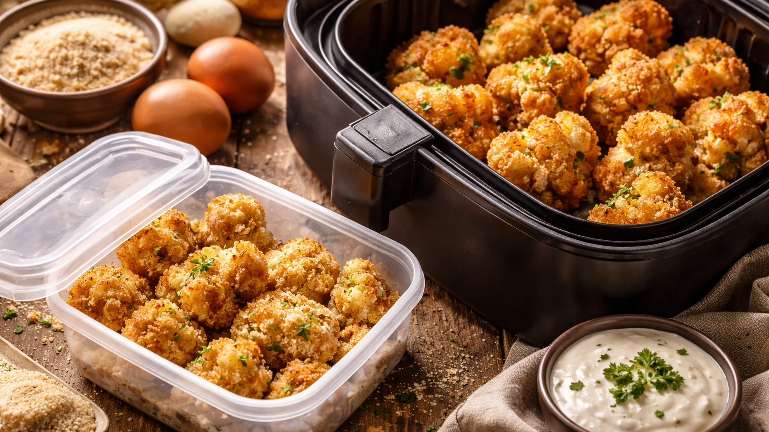 Obalovaný květák snadno a bez velkého nepořádku: Pomůže krabička s víkem a horkovzdušná fritéza