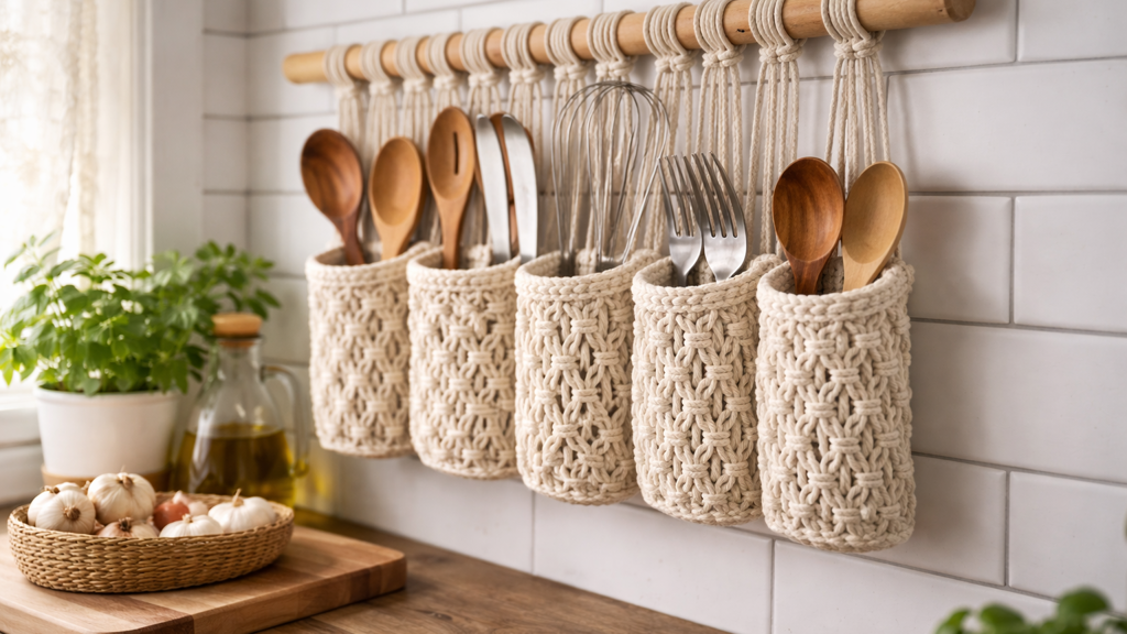 Macramé držák do kuchyně jako stylový DIY projekt, který zvládnete za víkend