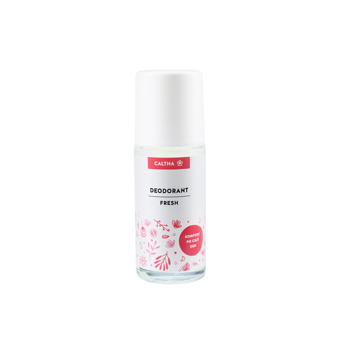 Přírodní deodorant s kombinací esenciálních olejů z levandule, máty, citronu a rozmarýnu vhodný i pro citlivou pokožku, Caltha, 240 Kč