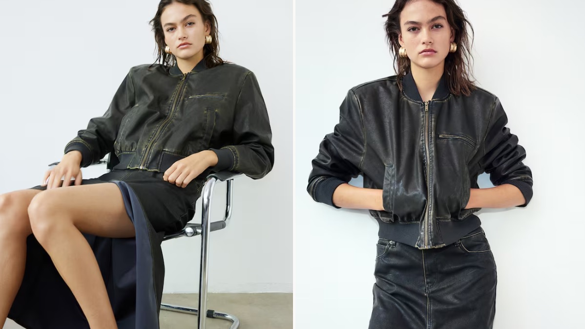 Bunda bomber s povrchovou úpravou, H&M, 549 Kč