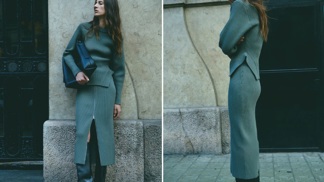 Sukně z žebrovaného úpletu se zipem, H&M, 1 329 Kč
