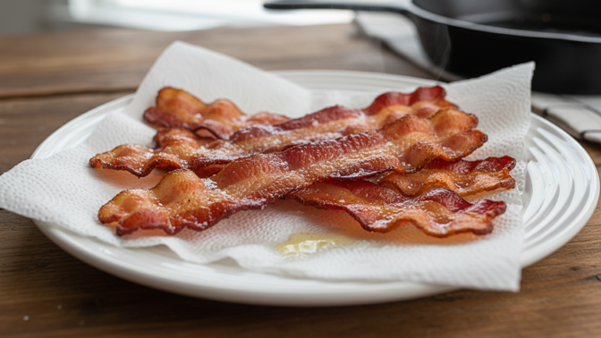 Křupavá slanina na talíři
