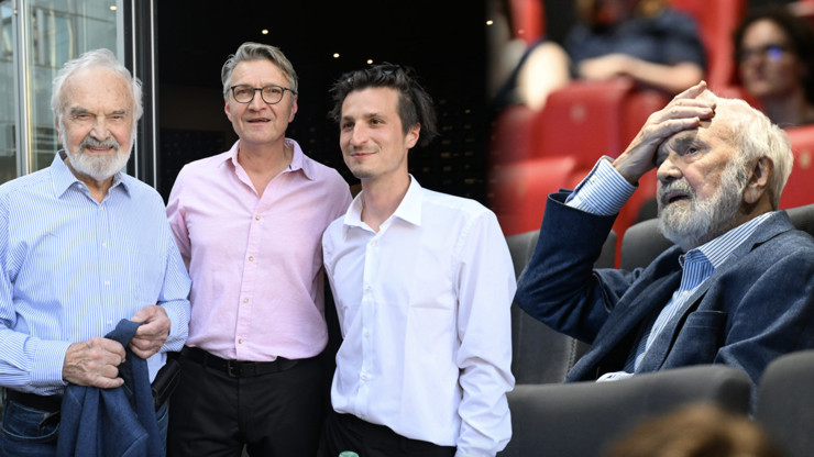 Zdeněk Svěrák na premiéře filmu svého syna Jana.