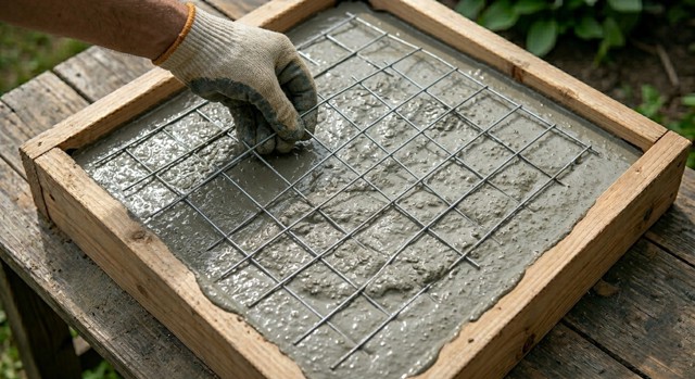Vytvořte si designové zahradní umyvadlo: Stačí vám beton a list lopuchu nebo rebarbory