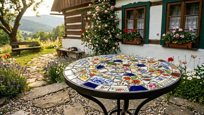 Staré a rozbité talíře či hrnky nevyhazujte: Vyrobte si z nich originální stolek na zahradu Staré a rozbité talíře či hrnky nevyhazujte: Vyrobte si z nich originální stolek na zahradu