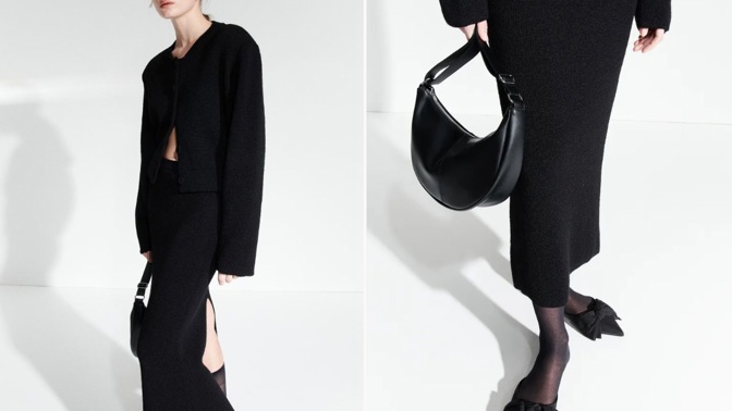 Dlouhá pletená pouzdrová sukně, H&M, 349 Kč
