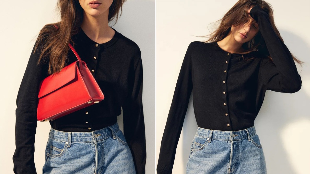 Pletený propínací svetr, H&M, 479 Kč
