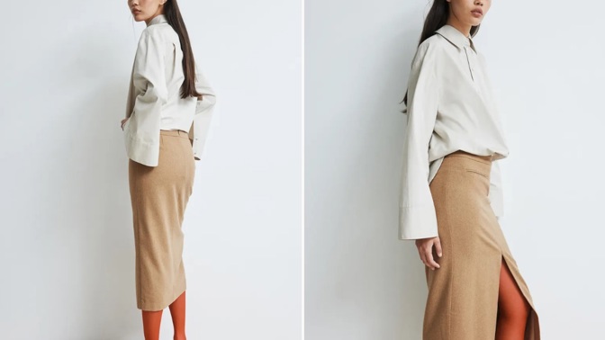 Pouzdrová sukně z vlněné směsi, H&M, 839 Kč

