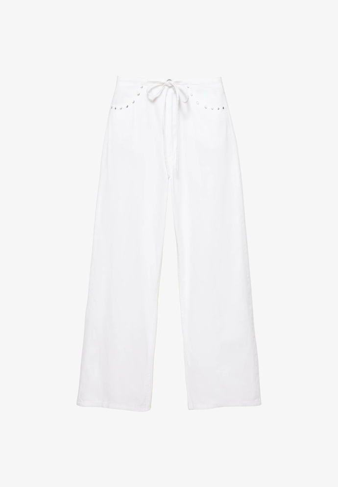 Džíny se stahovací šňůrkou a cvočky, Pull&Bear, 849 Kč