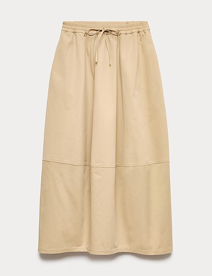 Dlouhá tvarovací midi sukně z čisté bavlny, Marks&Spencer, 1099 Kč