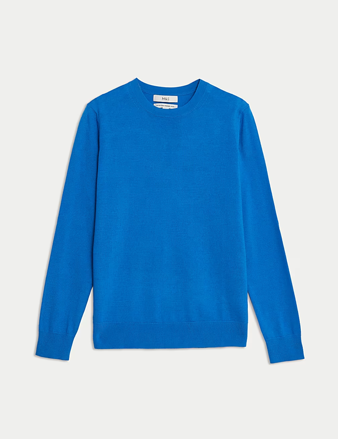 Svetr s výstřihem ke krku z čisté merino vlny, Marks&Spencer, 1299 Kč