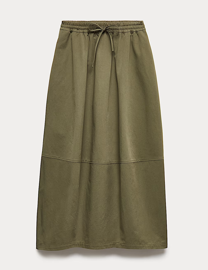 Dlouhá tvarovací midi sukně z čisté bavlny, Marks&Spencer, 1099 Kč