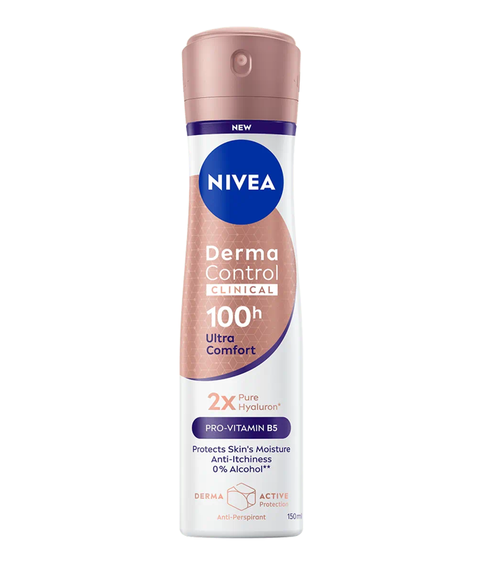 Antiperspirant ve spreji s dlouhodobou ochrannou proti pocení, zápachu, svědění a vysušování se 2 typy kyseliny hyaluronové a provitaminem B5, Nivea, 99,90 Kč