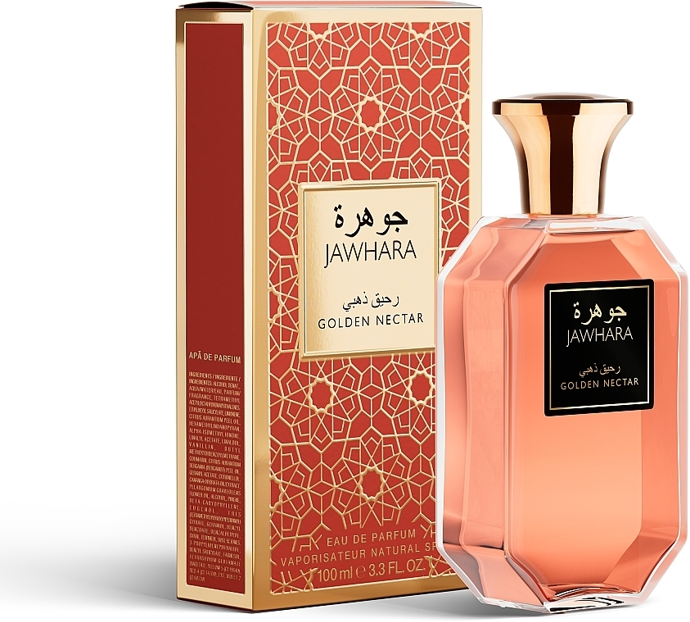 V parfému Golden Nectar od značky JAWHARA se mísí vonný ylang s jemnými akordy vanilkových květů. Pikantní bergamot a šťavnatý Pearadise dodávají nádech zářivosti, zatímco dřevité základní tóny pižma a vetiverového oleje tvoří měkký, uzemňující základ. Parfém koupíte za 549 Kč.