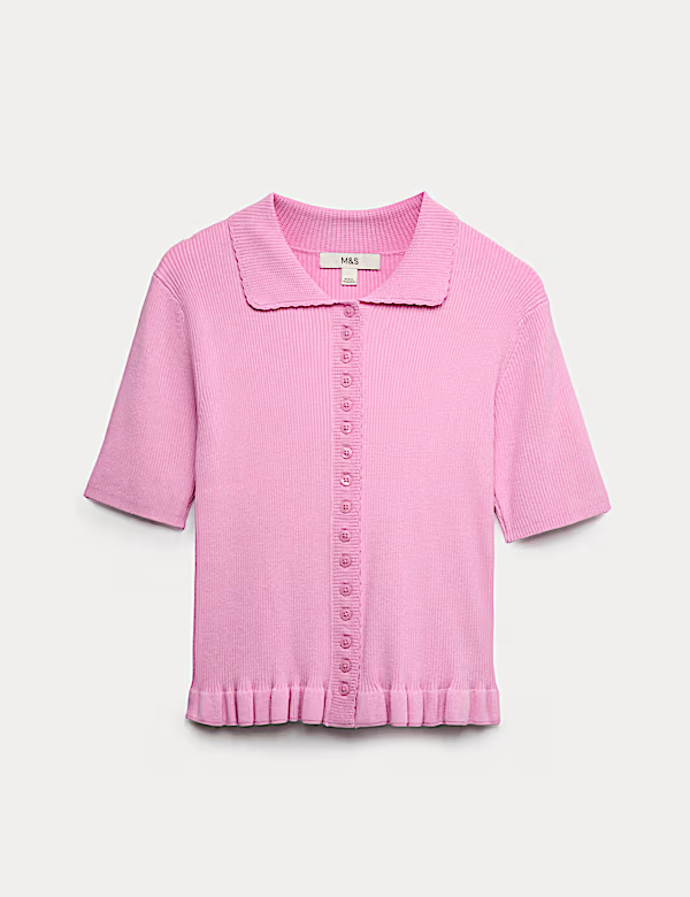 Žebrovaný kardigan s límečkem, Marks&Spencer, 799 Kč